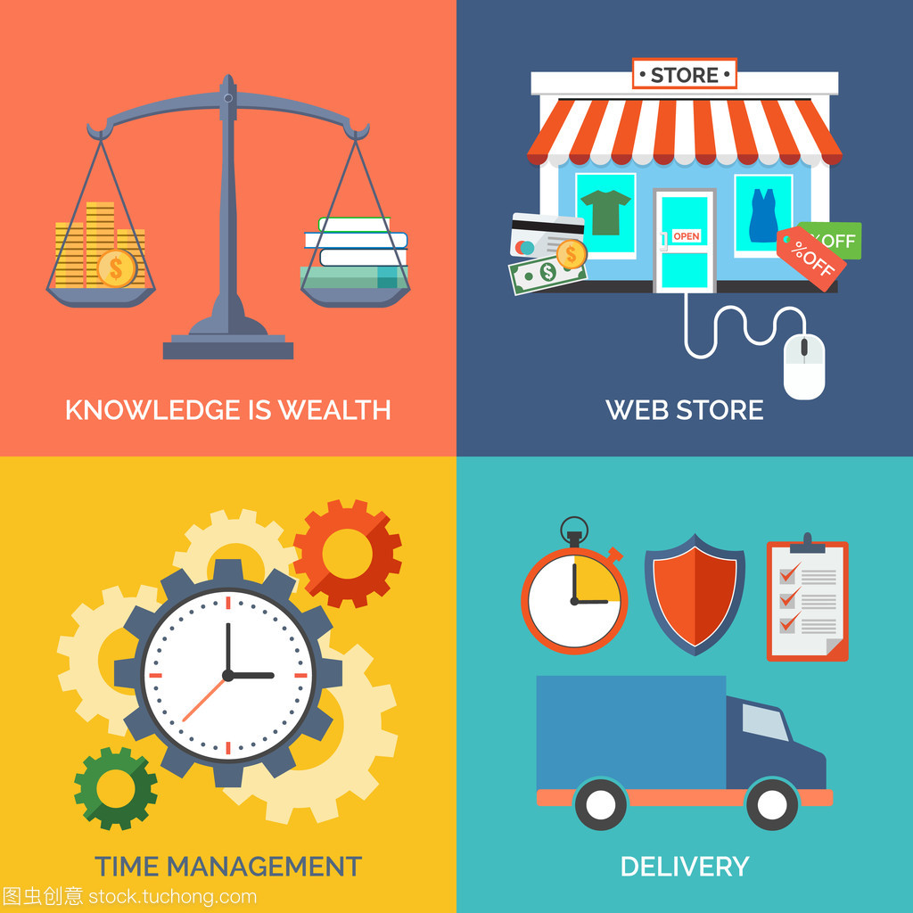 商業平面設計概念圖標集。知識就是幸福